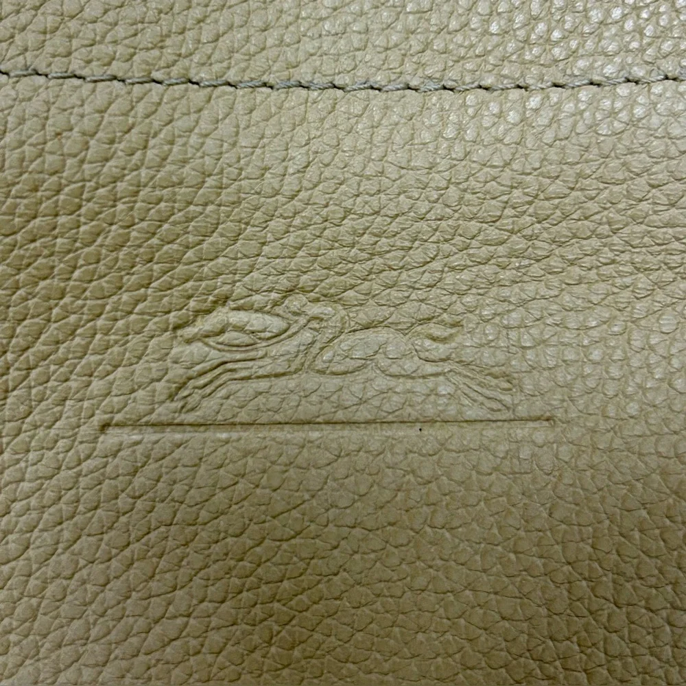 Longchamp Leather Satchel Handbag Beige Tan
